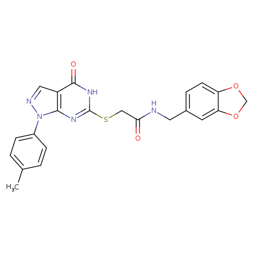 N-[(2H-1,3-benzodioxol-5-yl)methyl]-2-{[1-(4-methylphenyl)-4-oxo-1H,4H,5H-pyrazolo[3,4-d]pyrimidin-6-yl]sulfanyl}acetamide