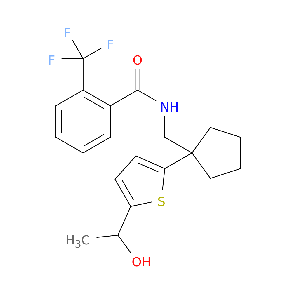 N-({1-[5-(1-hydroxyethyl)thiophen-2-yl]cyclopentyl}methyl)-2-(trifluoromethyl)benzamide
