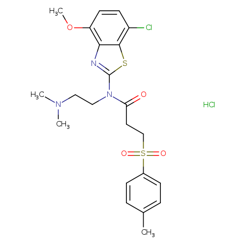 N-(7-chloro-4-methoxy-1,3-benzothiazol-2-yl)-N-[2-(dimethylamino)ethyl]-3-(4-methylbenzenesulfonyl)propanamide hydrochloride