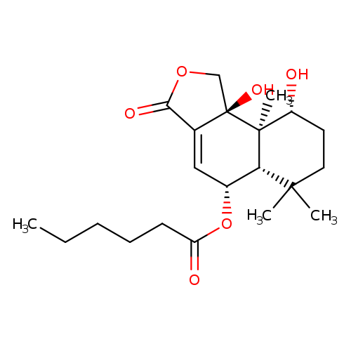 (5R,5aS,9R,9aR,9bS)-1,3,5,5a,6,7,8,9,9a,9b-decahydro-9,9b-dihydroxy-6,6,9a-trimethyl-3-oxonaphtho[1,2-c]furan-5-yl ester, hexanoic acid