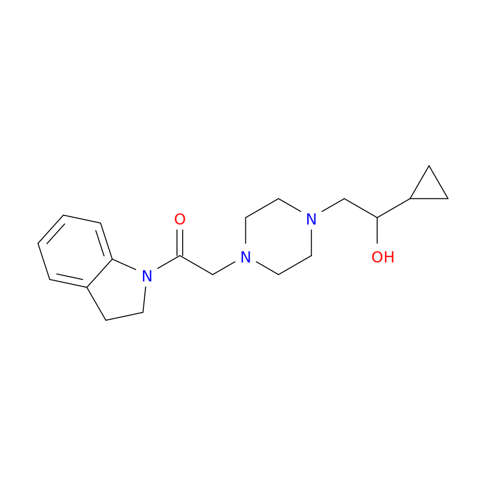 2-[4-(2-cyclopropyl-2-hydroxyethyl)piperazin-1-yl]-1-(2,3-dihydro-1H-indol-1-yl)ethan-1-one