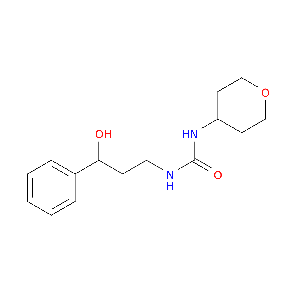 1-(3-hydroxy-3-phenylpropyl)-3-(oxan-4-yl)urea