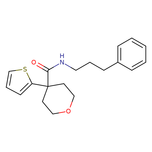 N-(3-phenylpropyl)-4-(thiophen-2-yl)oxane-4-carboxamide
