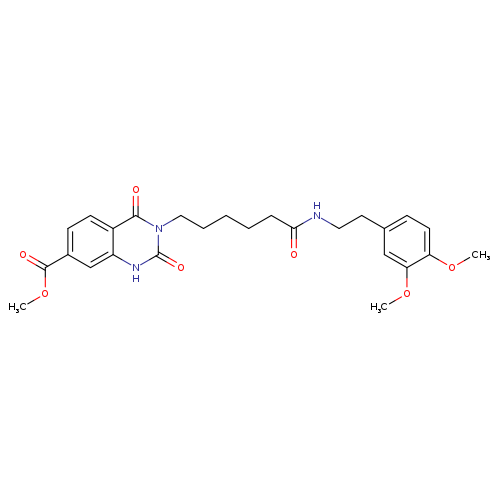 methyl 3-(5-{[2-(3,4-dimethoxyphenyl)ethyl]carbamoyl}pentyl)-2,4-dioxo-1,2,3,4-tetrahydroquinazoline-7-carboxylate
