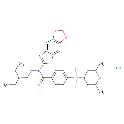 N-[2-(diethylamino)ethyl]-4-[(2,6-dimethylmorpholin-4-yl)sulfonyl]-N-{4,6-dioxa-10-thia-12-azatricyclo[7.3.0.0^{3,7}]dodeca-1(9),2,7,11-tetraen-11-yl}benzamide hydrochloride