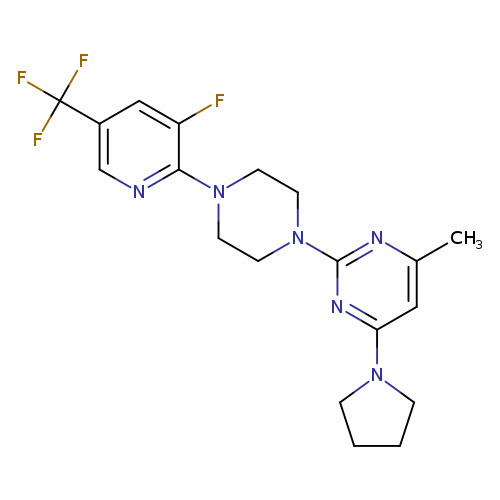 2-{4-[3-fluoro-5-(trifluoromethyl)pyridin-2-yl]piperazin-1-yl}-4-methyl-6-(pyrrolidin-1-yl)pyrimidine
