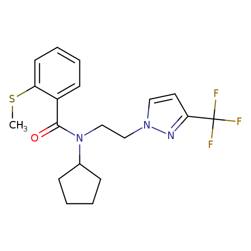 N-cyclopentyl-2-(methylsulfanyl)-N-{2-[3-(trifluoromethyl)-1H-pyrazol-1-yl]ethyl}benzamide