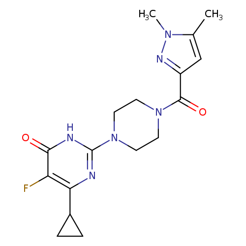 6-cyclopropyl-2-[4-(1,5-dimethyl-1H-pyrazole-3-carbonyl)piperazin-1-yl]-5-fluoro-3,4-dihydropyrimidin-4-one