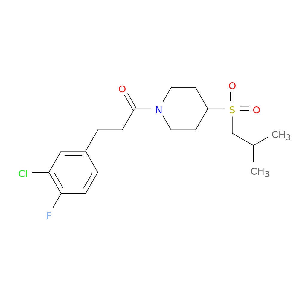 3-(3-chloro-4-fluorophenyl)-1-[4-(2-methylpropanesulfonyl)piperidin-1-yl]propan-1-one