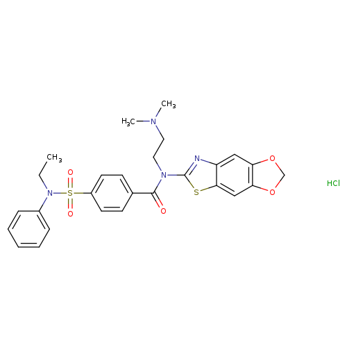 N-[2-(dimethylamino)ethyl]-N-{4,6-dioxa-10-thia-12-azatricyclo[7.3.0.0^{3,7}]dodeca-1(9),2,7,11-tetraen-11-yl}-4-[ethyl(phenyl)sulfamoyl]benzamide hydrochloride