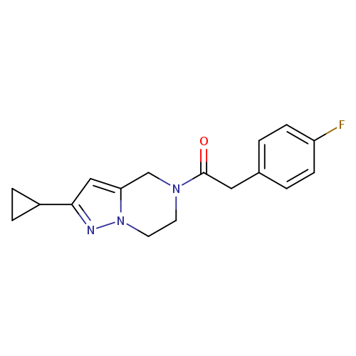 1-{2-cyclopropyl-4H,5H,6H,7H-pyrazolo[1,5-a]pyrazin-5-yl}-2-(4-fluorophenyl)ethan-1-one