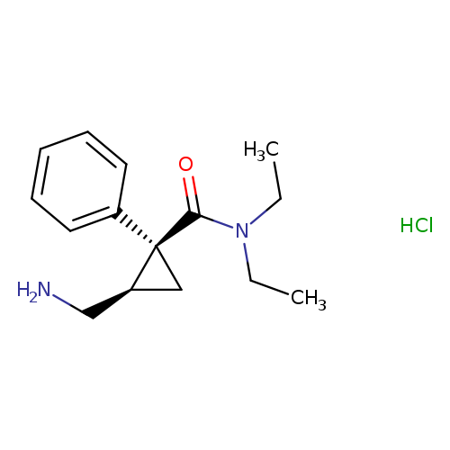 Cyclopropanecarboxamide, 2-(aminomethyl)-N,N-diethyl-1-phenyl-, hydrochloride (1:1), (1S,2R)-
