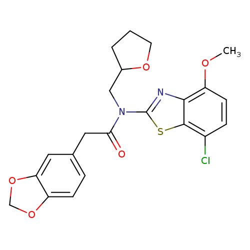 2-(2H-1,3-benzodioxol-5-yl)-N-(7-chloro-4-methoxy-1,3-benzothiazol-2-yl)-N-[(oxolan-2-yl)methyl]acetamide