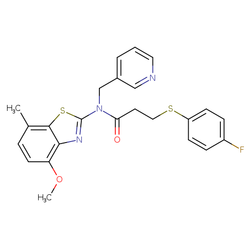 3-[(4-fluorophenyl)sulfanyl]-N-(4-methoxy-7-methyl-1,3-benzothiazol-2-yl)-N-[(pyridin-3-yl)methyl]propanamide