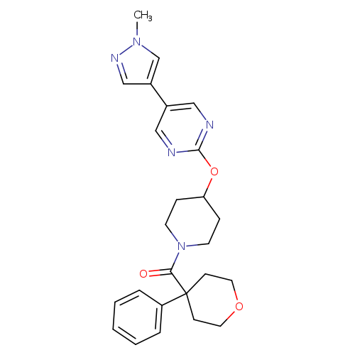 5-(1-methyl-1H-pyrazol-4-yl)-2-{[1-(4-phenyloxane-4-carbonyl)piperidin-4-yl]oxy}pyrimidine