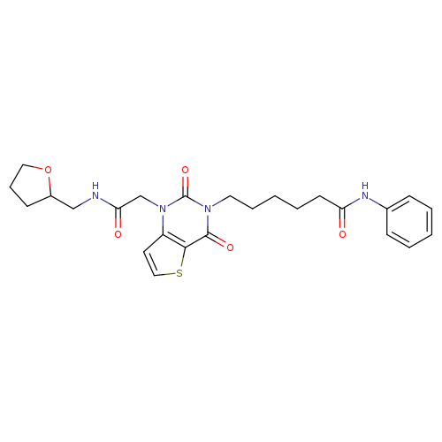 6-[2,4-dioxo-1-({[(oxolan-2-yl)methyl]carbamoyl}methyl)-1H,2H,3H,4H-thieno[3,2-d]pyrimidin-3-yl]-N-phenylhexanamide