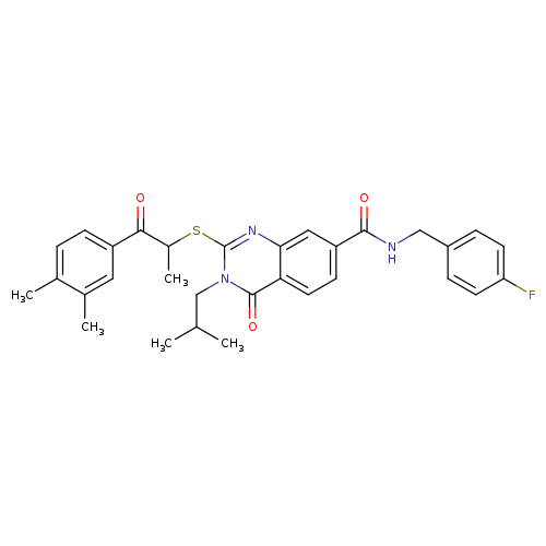 2-{[1-(3,4-dimethylphenyl)-1-oxopropan-2-yl]sulfanyl}-N-[(4-fluorophenyl)methyl]-3-(2-methylpropyl)-4-oxo-3,4-dihydroquinazoline-7-carboxamide