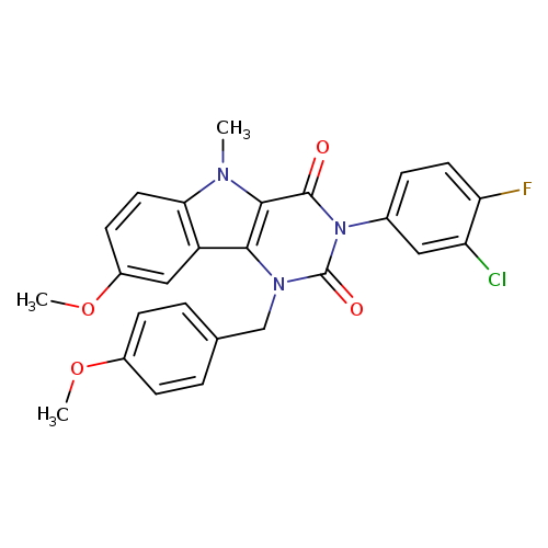 3-(3-chloro-4-fluorophenyl)-8-methoxy-1-[(4-methoxyphenyl)methyl]-5-methyl-1H,2H,3H,4H,5H-pyrimido[5,4-b]indole-2,4-dione