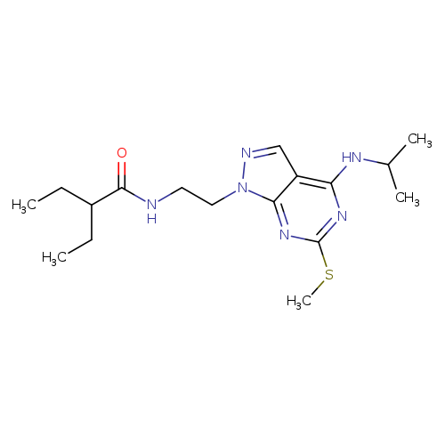 2-ethyl-N-{2-[6-(methylsulfanyl)-4-[(propan-2-yl)amino]-1H-pyrazolo[3,4-d]pyrimidin-1-yl]ethyl}butanamide