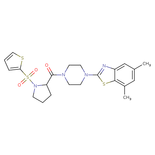 5,7-dimethyl-2-{4-[1-(thiophene-2-sulfonyl)pyrrolidine-2-carbonyl]piperazin-1-yl}-1,3-benzothiazole