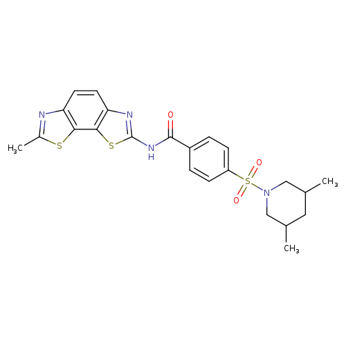 4-[(3,5-dimethylpiperidin-1-yl)sulfonyl]-N-{11-methyl-3,12-dithia-5,10-diazatricyclo[7.3.0.0^{2,6}]dodeca-1(9),2(6),4,7,10-pentaen-4-yl}benzamide