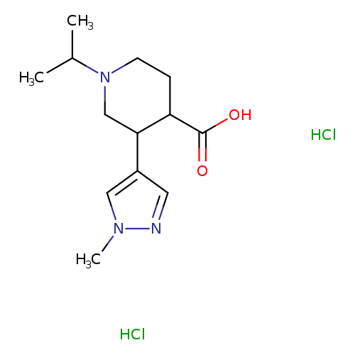 3-(1-methyl-1H-pyrazol-4-yl)-1-(propan-2-yl)piperidine-4-carboxylic acid dihydrochloride