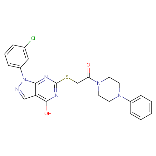 2-{[1-(3-chlorophenyl)-4-hydroxy-1H-pyrazolo[3,4-d]pyrimidin-6-yl]sulfanyl}-1-(4-phenylpiperazin-1-yl)ethan-1-one