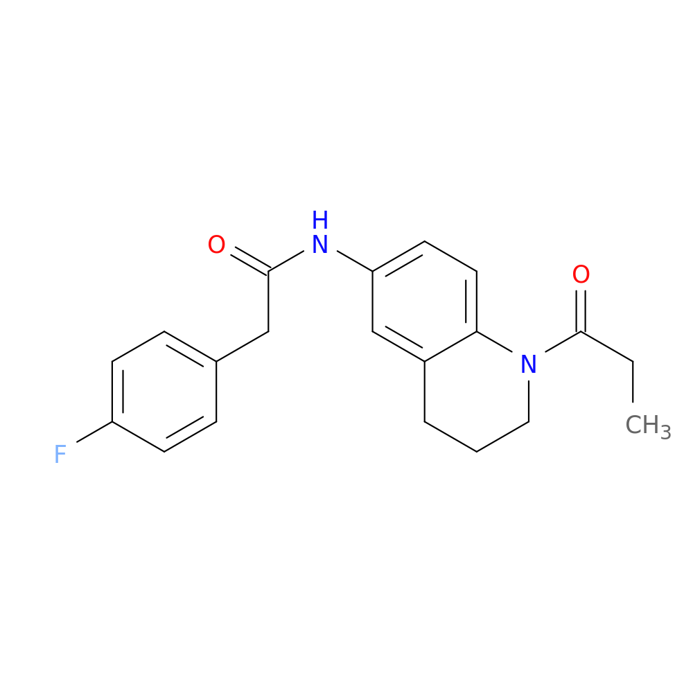 2-(4-fluorophenyl)-N-(1-propanoyl-1,2,3,4-tetrahydroquinolin-6-yl)acetamide