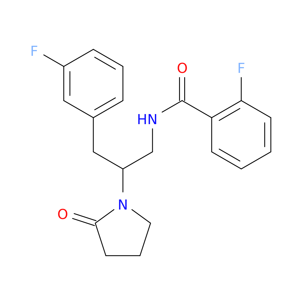 2-fluoro-N-[3-(3-fluorophenyl)-2-(2-oxopyrrolidin-1-yl)propyl]benzamide