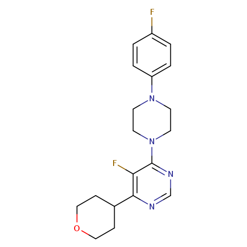 5-fluoro-4-[4-(4-fluorophenyl)piperazin-1-yl]-6-(oxan-4-yl)pyrimidine