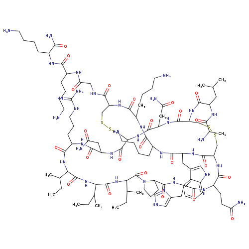 L-Lysinamide, L-alanyl-L-leucyl-L-cysteinyl-L-asparaginyl-L-cysteinyl-L-asparaginyl-L-arginyl-L-isoleucyl-L-isoleucyl-L-isoleucyl-L-prolyl-L-histidyl-L-glutaminyl-L-cysteinyl-L-tryptophyl-L-lysyl-L-lysyl-L-cysteinylglycyl-L-lysyl-, cyclic (3→14),(5→18)-bis(disulfide)