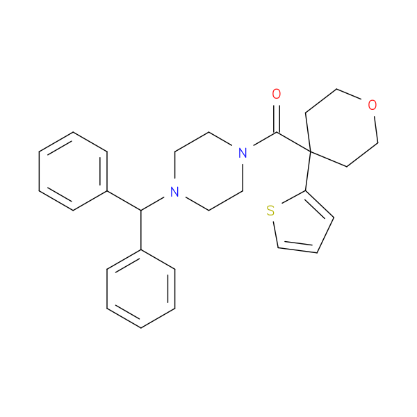 1-(diphenylmethyl)-4-[4-(thiophen-2-yl)oxane-4-carbonyl]piperazine
