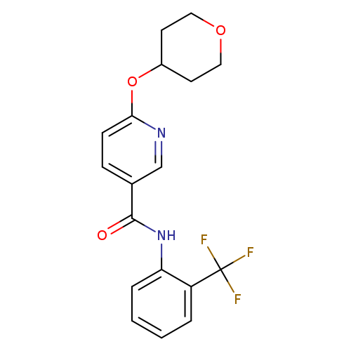 6-(oxan-4-yloxy)-N-[2-(trifluoromethyl)phenyl]pyridine-3-carboxamide