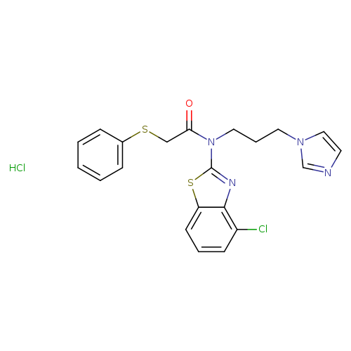 N-(4-chloro-1,3-benzothiazol-2-yl)-N-[3-(1H-imidazol-1-yl)propyl]-2-(phenylsulfanyl)acetamide hydrochloride