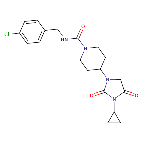 N-[(4-chlorophenyl)methyl]-4-(3-cyclopropyl-2,4-dioxoimidazolidin-1-yl)piperidine-1-carboxamide