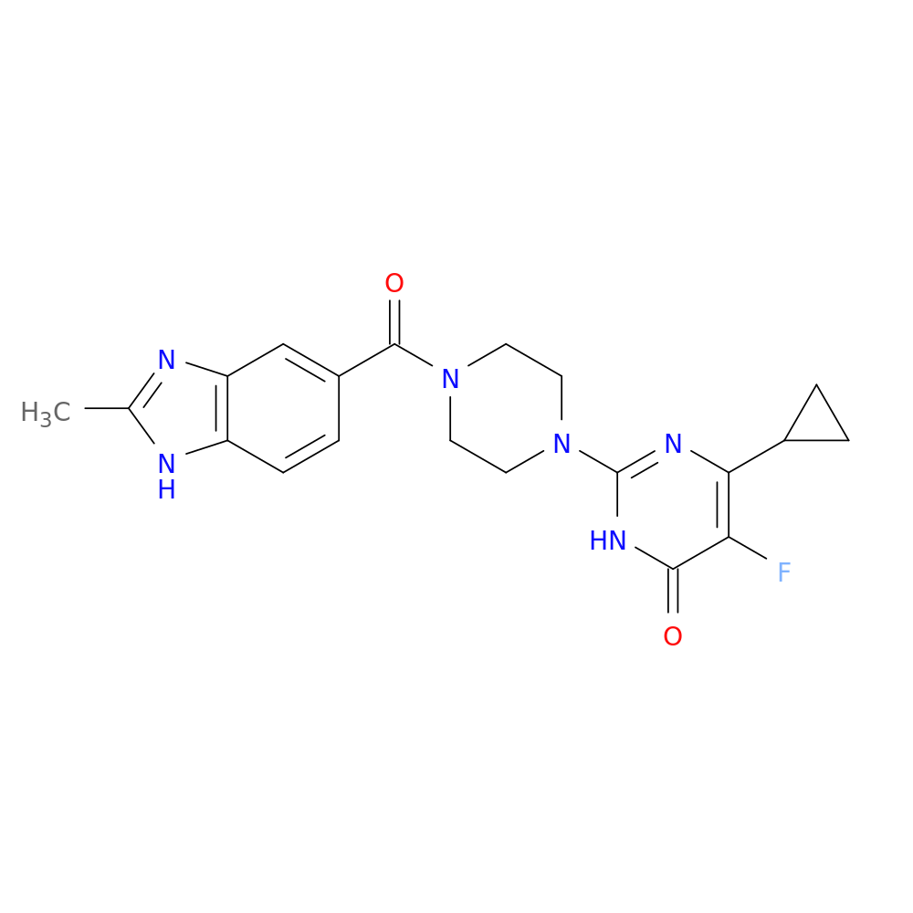 6-cyclopropyl-5-fluoro-2-[4-(2-methyl-1H-1,3-benzodiazole-5-carbonyl)piperazin-1-yl]-3,4-dihydropyrimidin-4-one