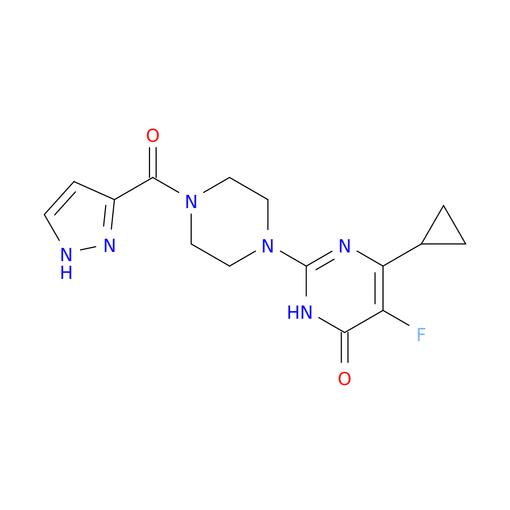 6-cyclopropyl-5-fluoro-2-[4-(1H-pyrazole-3-carbonyl)piperazin-1-yl]-3,4-dihydropyrimidin-4-one