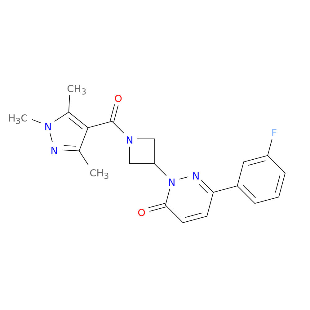 6-(3-fluorophenyl)-2-[1-(1,3,5-trimethyl-1H-pyrazole-4-carbonyl)azetidin-3-yl]-2,3-dihydropyridazin-3-one