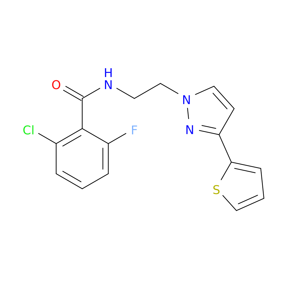 2-chloro-6-fluoro-N-{2-[3-(thiophen-2-yl)-1H-pyrazol-1-yl]ethyl}benzamide