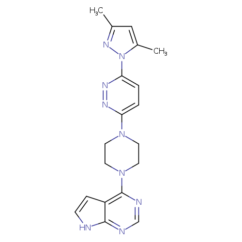 3-(3,5-dimethyl-1H-pyrazol-1-yl)-6-(4-{7H-pyrrolo[2,3-d]pyrimidin-4-yl}piperazin-1-yl)pyridazine