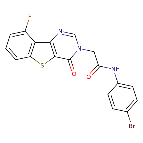 N-(4-bromophenyl)-2-{13-fluoro-6-oxo-8-thia-3,5-diazatricyclo[7.4.0.0^{2,7}]trideca-1(13),2(7),3,9,11-pentaen-5-yl}acetamide