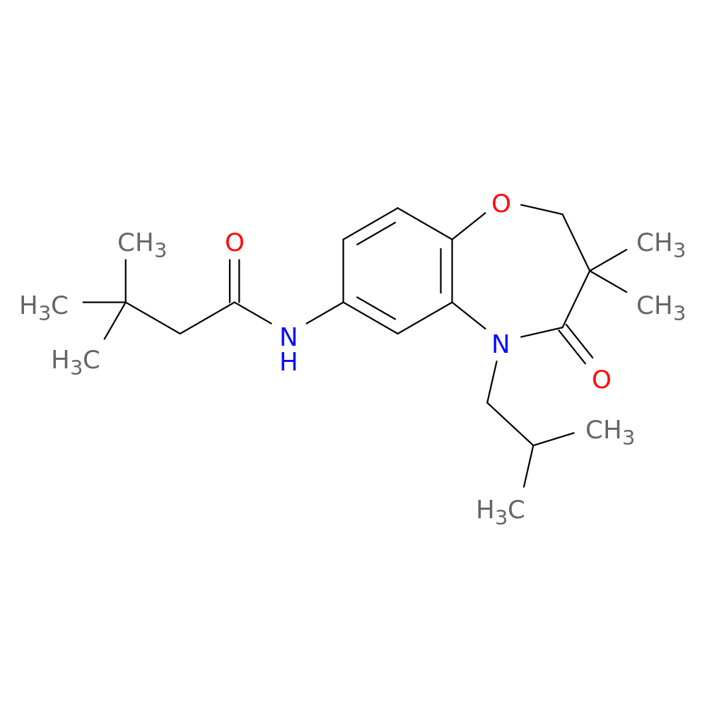 N-[3,3-dimethyl-5-(2-methylpropyl)-4-oxo-2,3,4,5-tetrahydro-1,5-benzoxazepin-7-yl]-3,3-dimethylbutanamide