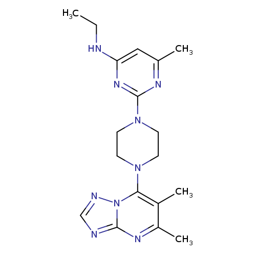 2-(4-{5,6-dimethyl-[1,2,4]triazolo[1,5-a]pyrimidin-7-yl}piperazin-1-yl)-N-ethyl-6-methylpyrimidin-4-amine