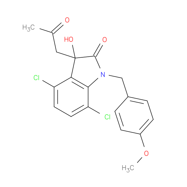 4,7-dichloro-3-hydroxy-1-[(4-methoxyphenyl)methyl]-3-(2-oxopropyl)-2,3-dihydro-1H-indol-2-one