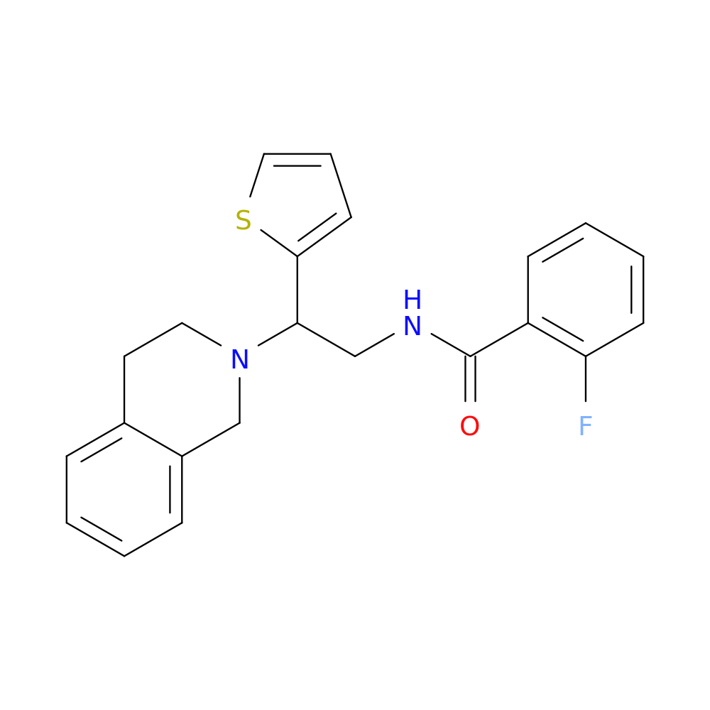2-fluoro-N-[2-(1,2,3,4-tetrahydroisoquinolin-2-yl)-2-(thiophen-2-yl)ethyl]benzamide