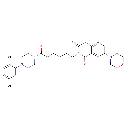 3-{6-[4-(2,5-dimethylphenyl)piperazin-1-yl]-6-oxohexyl}-6-(morpholin-4-yl)-2-sulfanylidene-1,2,3,4-tetrahydroquinazolin-4-one