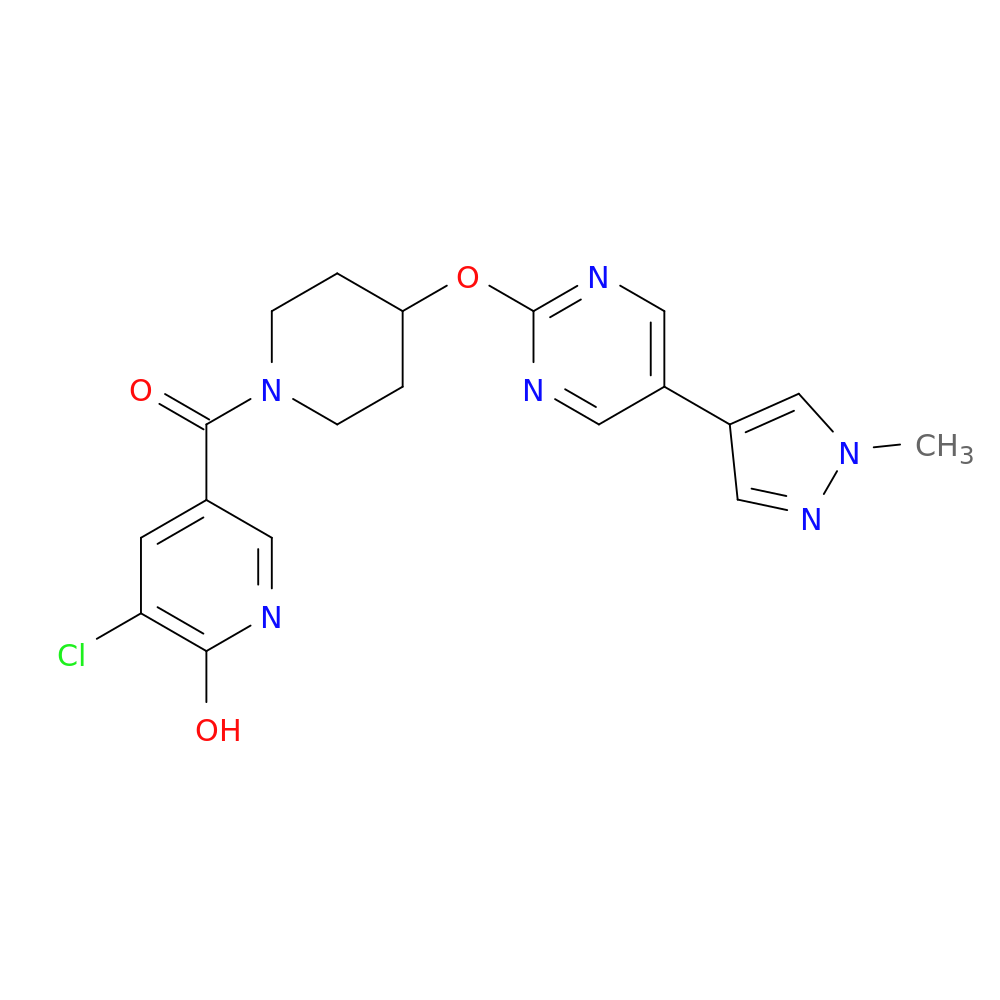 3-chloro-5-(4-{[5-(1-methyl-1H-pyrazol-4-yl)pyrimidin-2-yl]oxy}piperidine-1-carbonyl)pyridin-2-ol