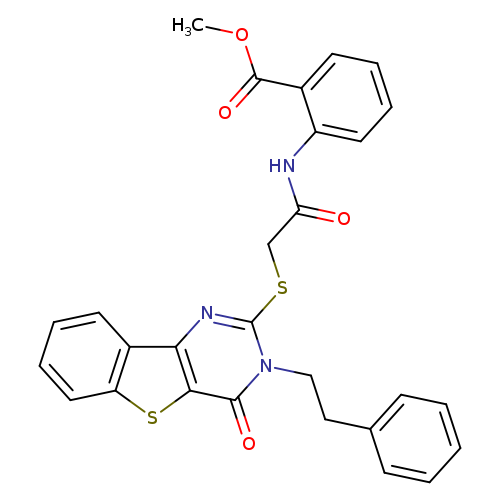 methyl 2-(2-{[6-oxo-5-(2-phenylethyl)-8-thia-3,5-diazatricyclo[7.4.0.0^{2,7}]trideca-1(9),2(7),3,10,12-pentaen-4-yl]sulfanyl}acetamido)benzoate