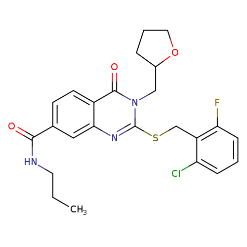 2-{[(2-chloro-6-fluorophenyl)methyl]sulfanyl}-4-oxo-3-[(oxolan-2-yl)methyl]-N-propyl-3,4-dihydroquinazoline-7-carboxamide