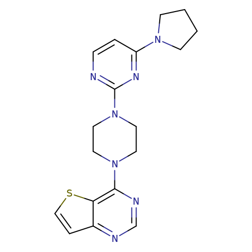 4-(pyrrolidin-1-yl)-2-(4-{thieno[3,2-d]pyrimidin-4-yl}piperazin-1-yl)pyrimidine
